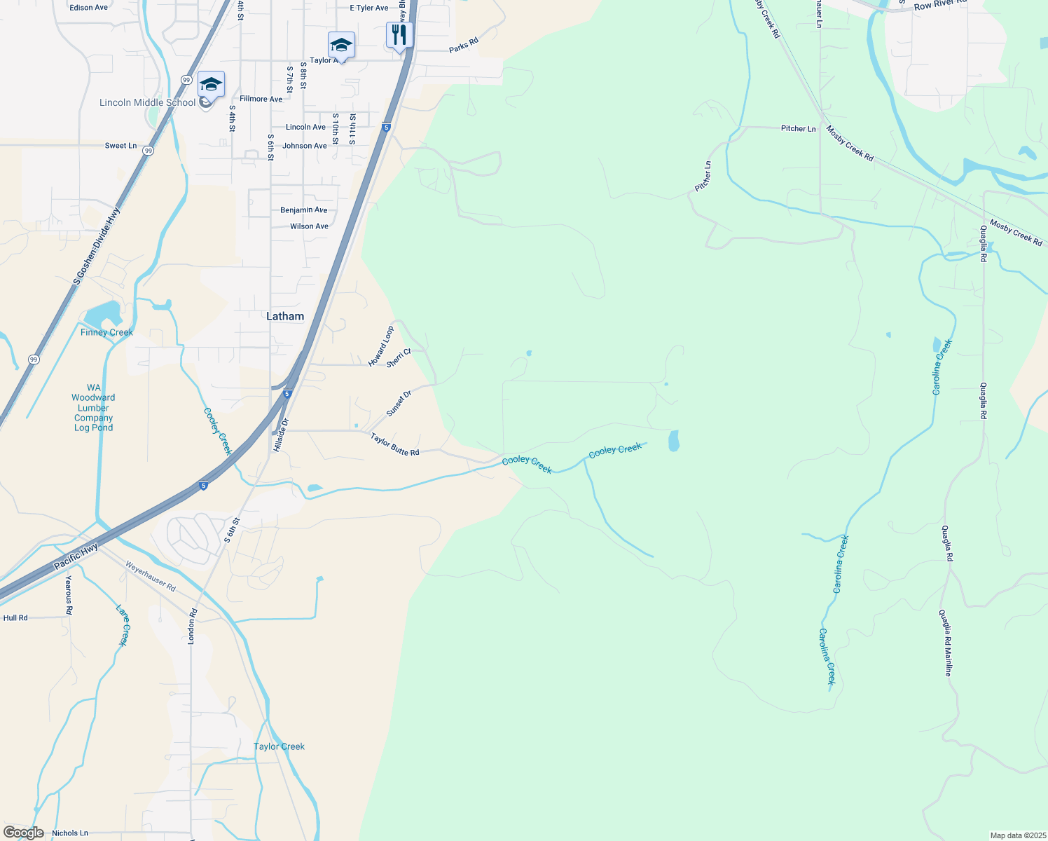 map of restaurants, bars, coffee shops, grocery stores, and more near 77721 Chisholm Trail Road in Cottage Grove