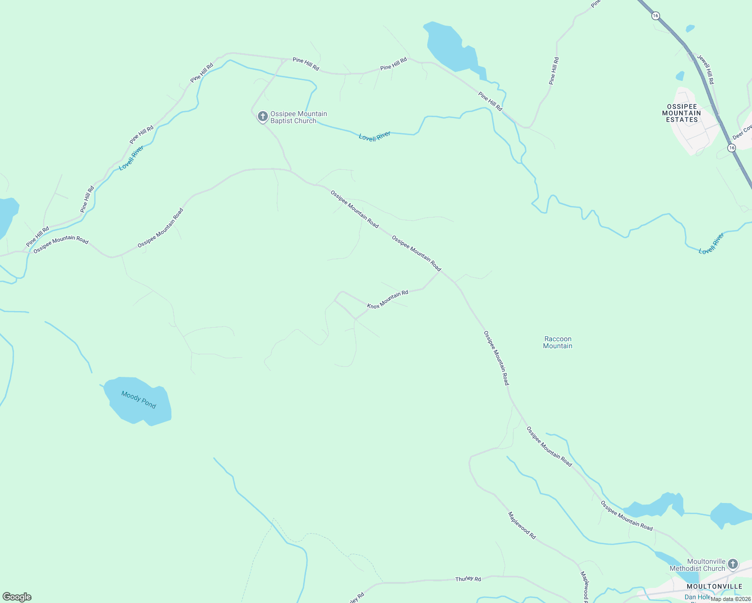 map of restaurants, bars, coffee shops, grocery stores, and more near 5 Indian Ridge Road in Ossipee