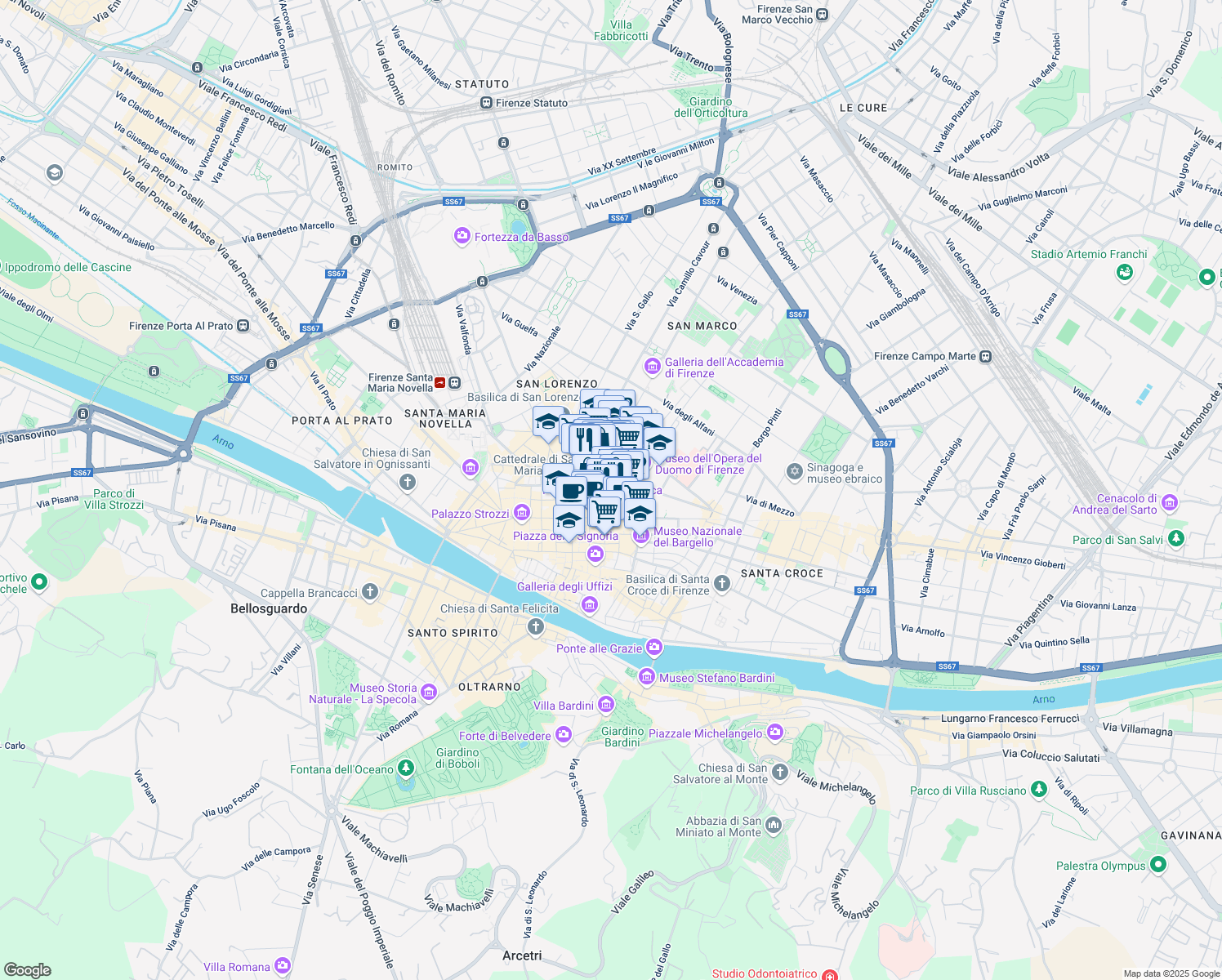 map of restaurants, bars, coffee shops, grocery stores, and more near 14 Piazza del Duomo in Firenze