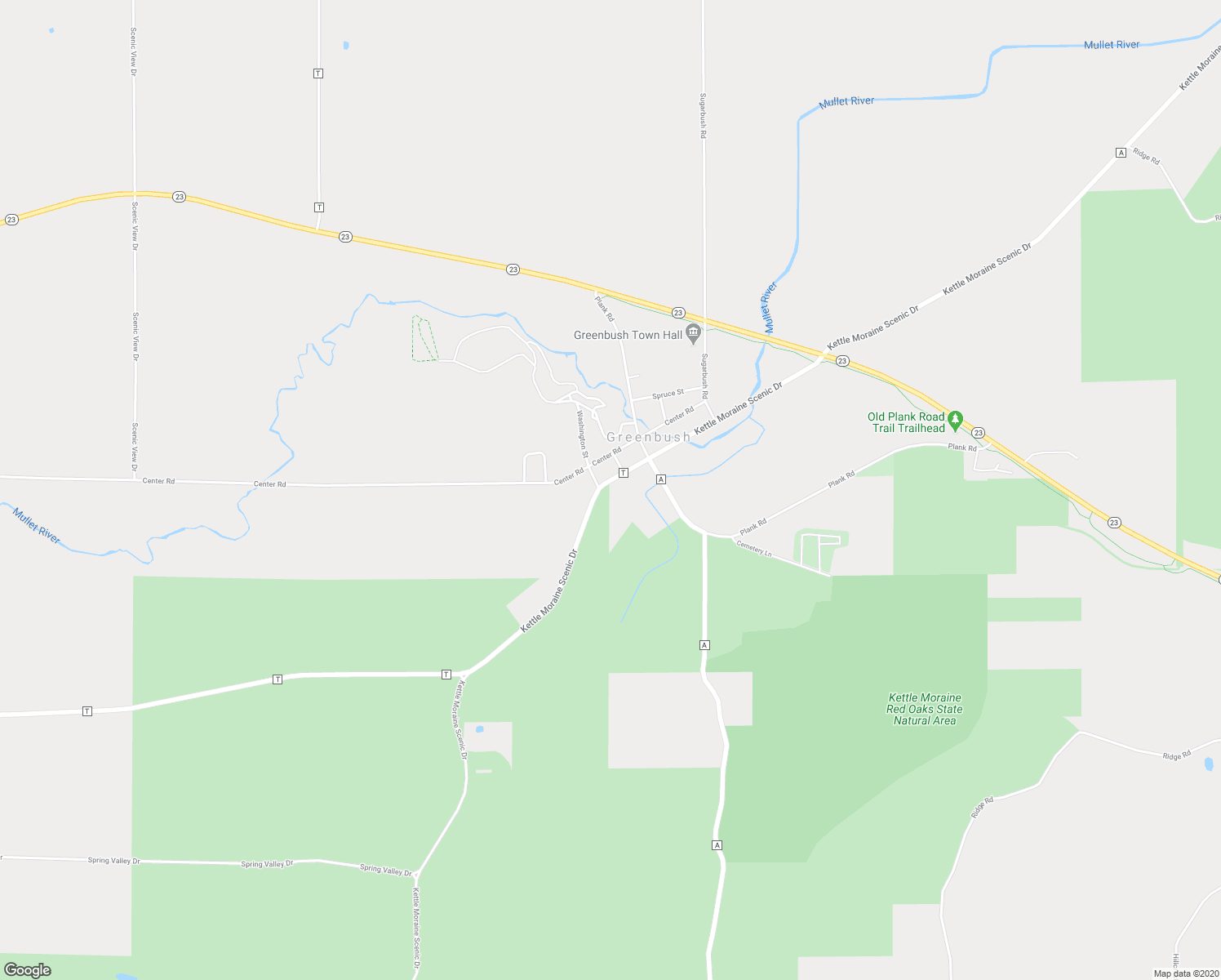 map of restaurants, bars, coffee shops, grocery stores, and more near W7809 County Road T in Glenbeulah