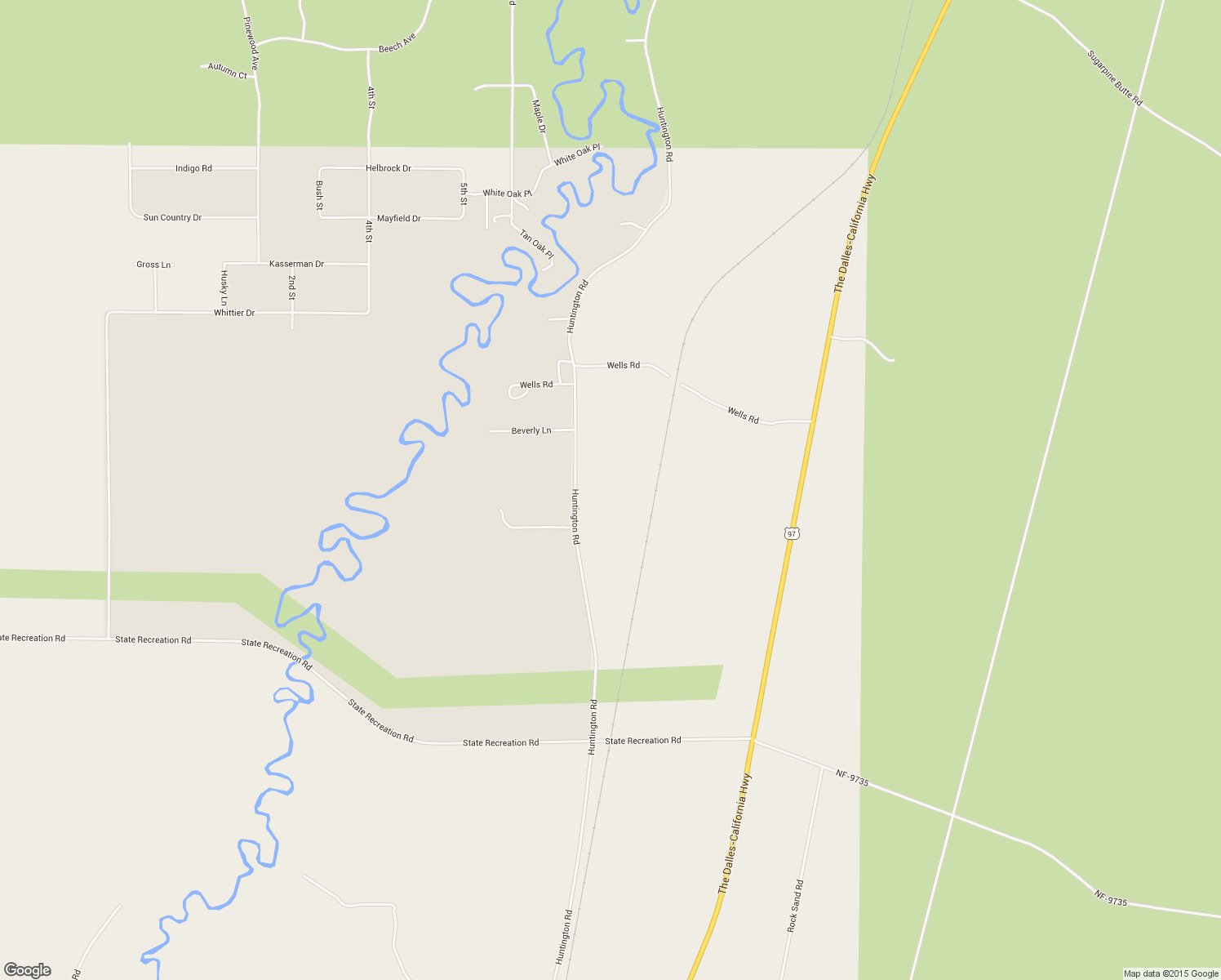 map of restaurants, bars, coffee shops, grocery stores, and more near 54440 Huntington Road in Bend