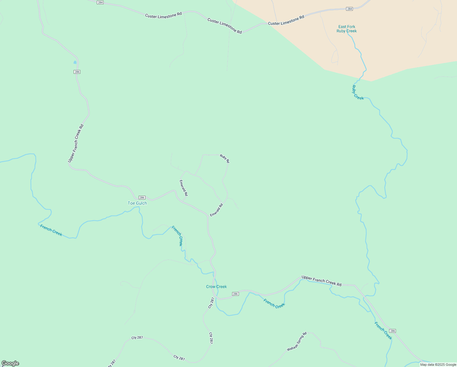 map of restaurants, bars, coffee shops, grocery stores, and more near 25001-25099 Ruby Road in Custer