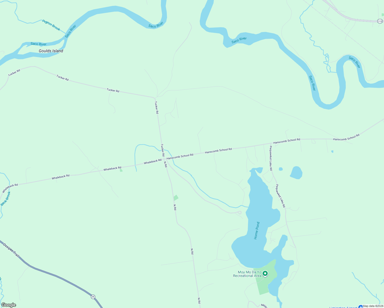 map of restaurants, bars, coffee shops, grocery stores, and more near 24 Hanscomb School Road in Limington