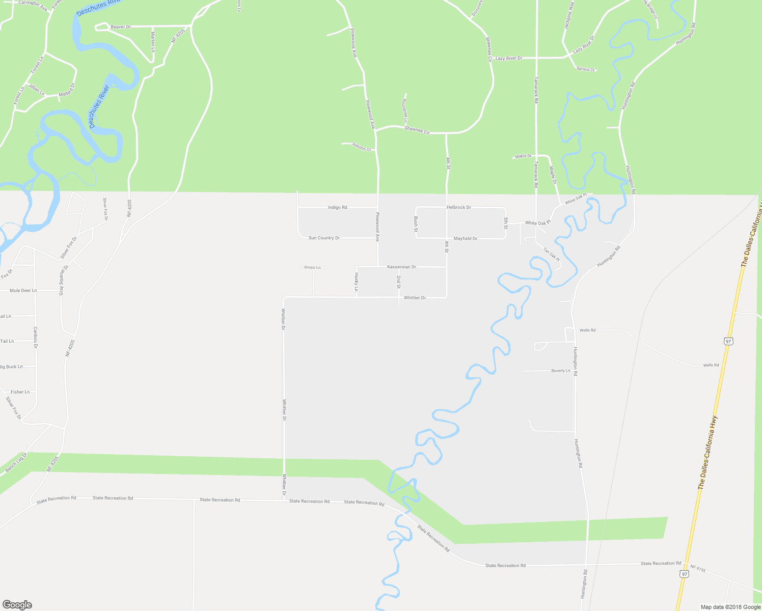 map of restaurants, bars, coffee shops, grocery stores, and more near 16963 Whittier Drive in Bend