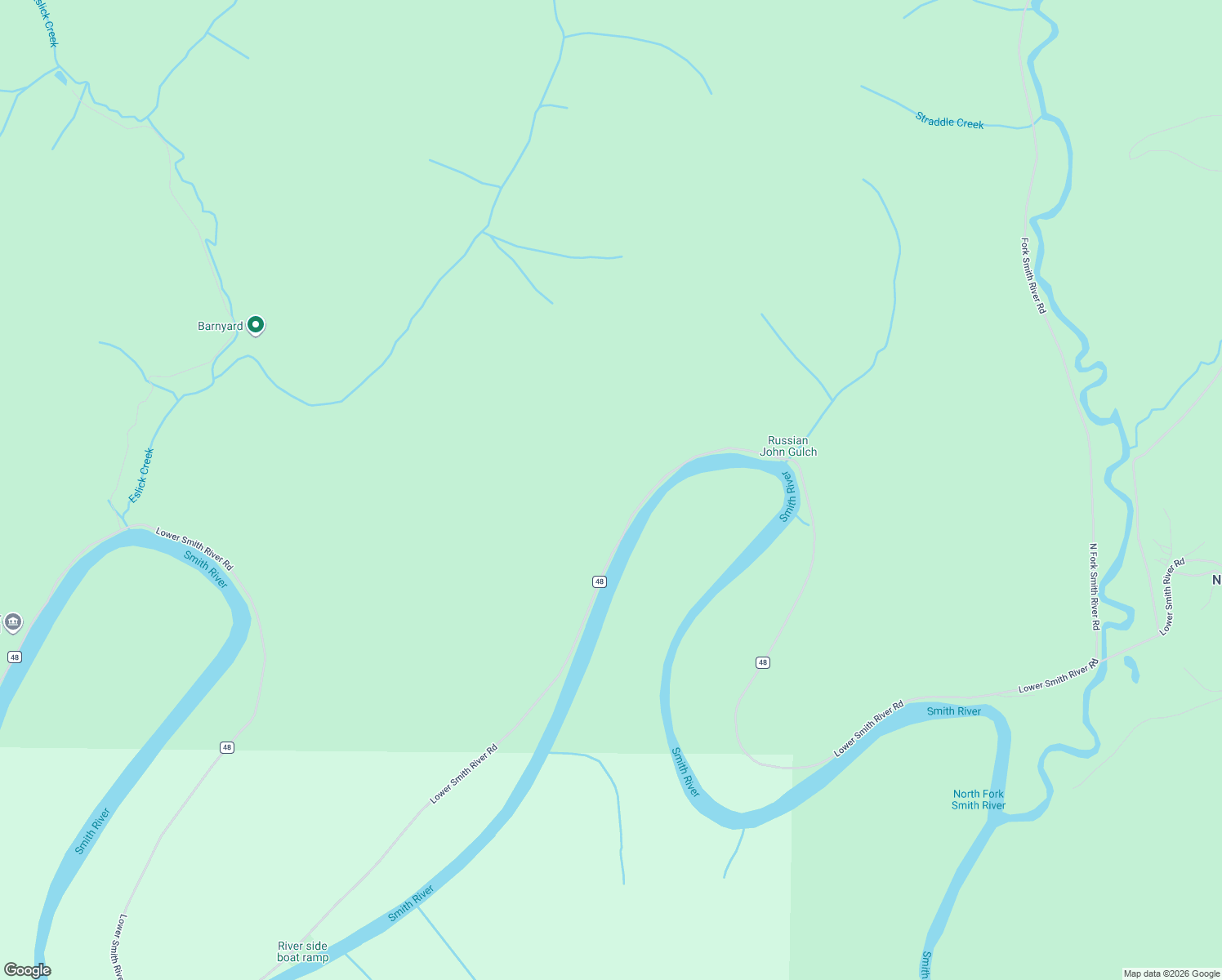 map of restaurants, bars, coffee shops, grocery stores, and more near 13660 Lower Smith River Road in Reedsport