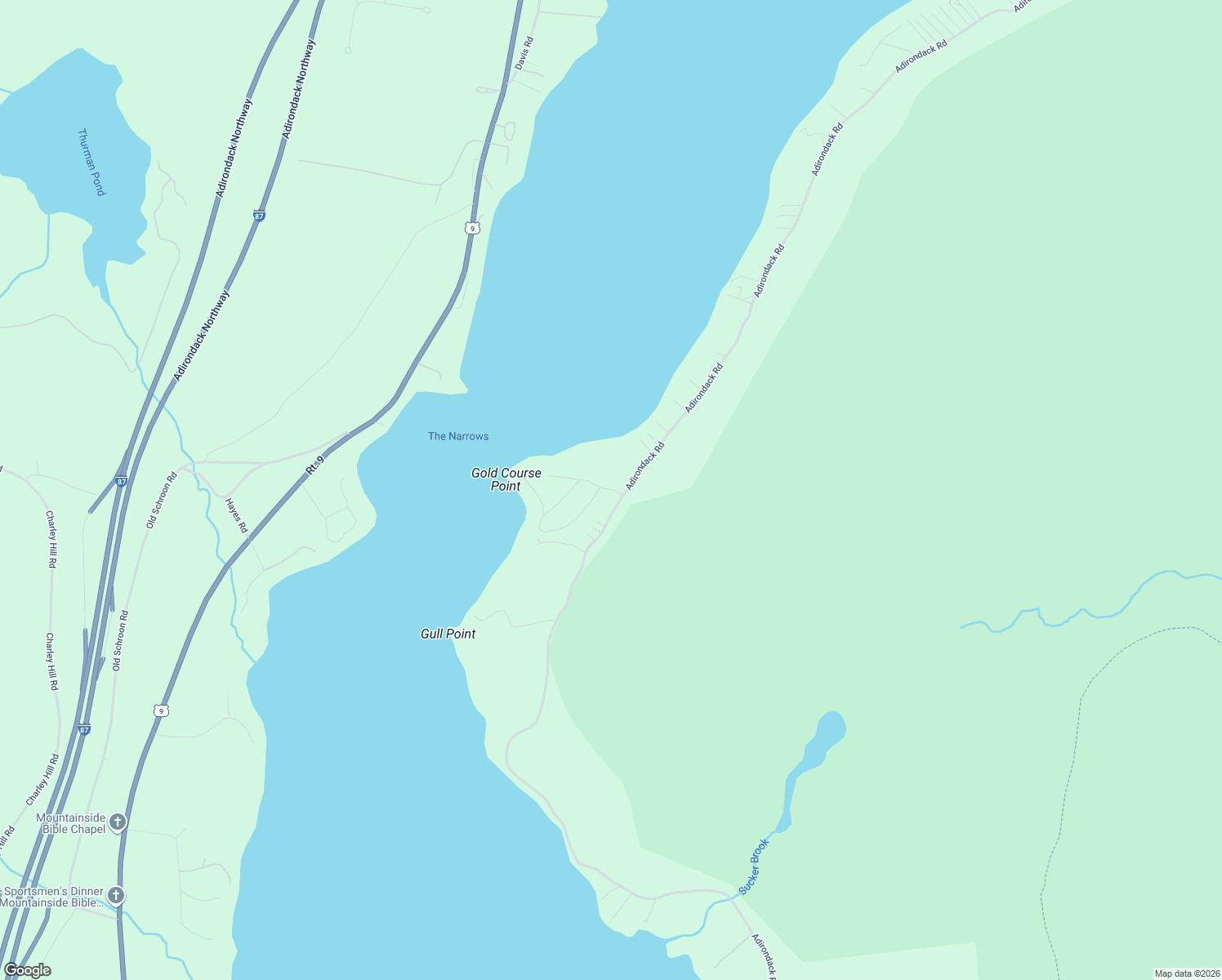 map of restaurants, bars, coffee shops, grocery stores, and more near Adirondack Park Preserve in Schroon Lake