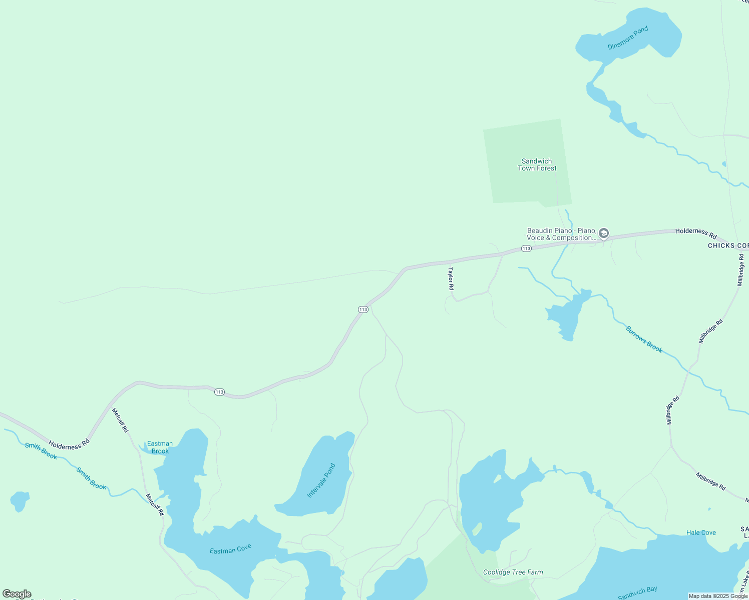 map of restaurants, bars, coffee shops, grocery stores, and more near 472 Holderness Road in Sandwich