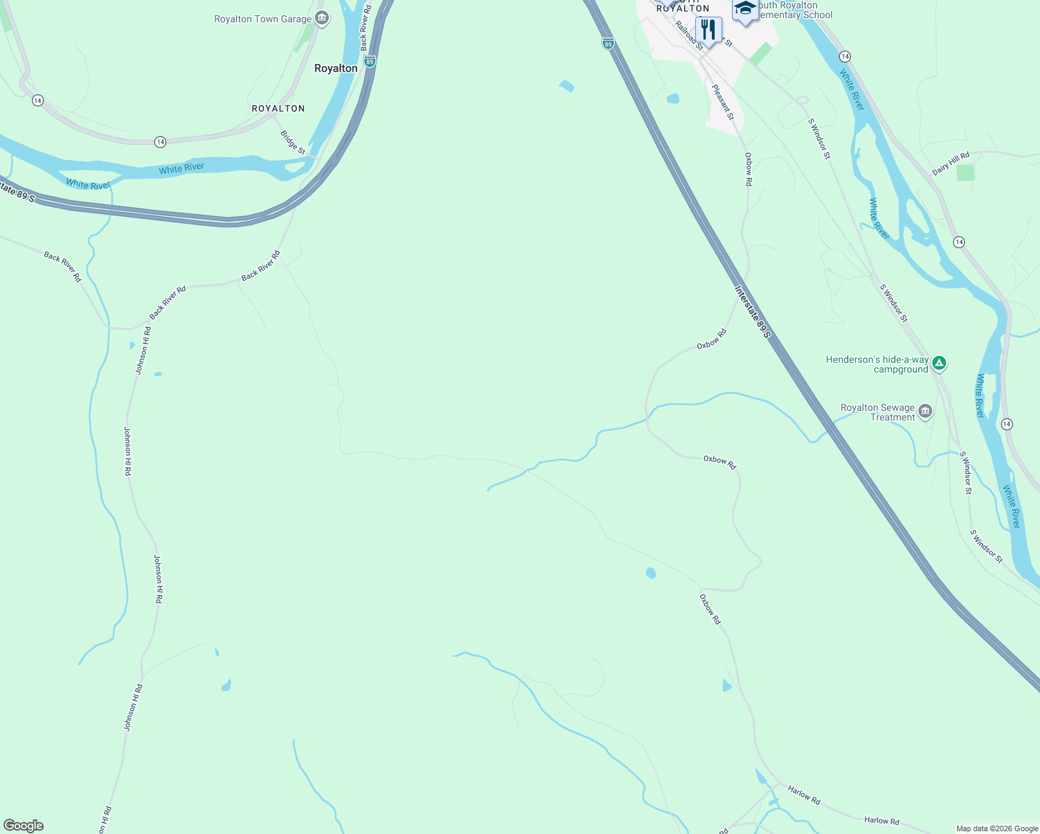 map of restaurants, bars, coffee shops, grocery stores, and more near Town Highway 37 in Royalton