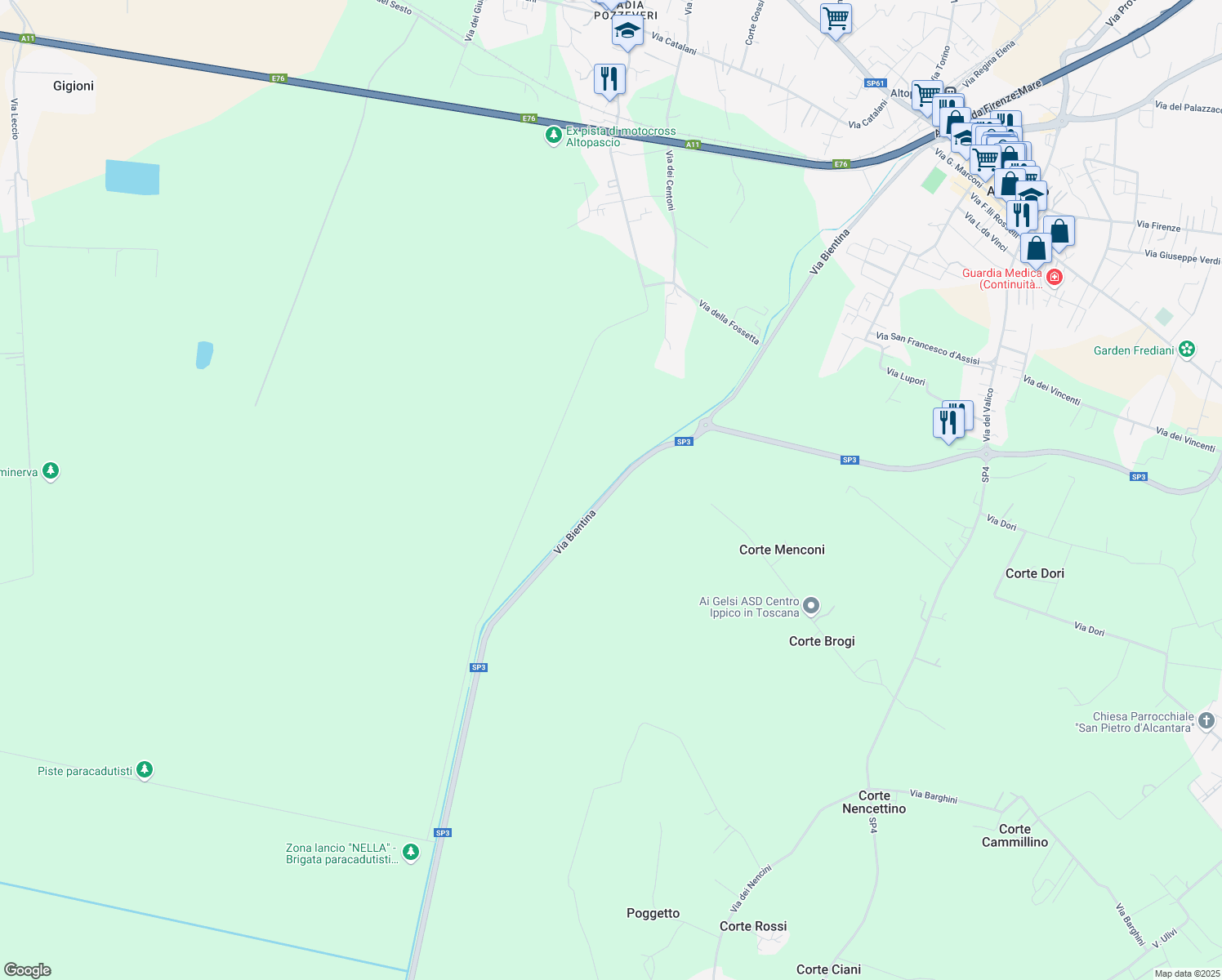 map of restaurants, bars, coffee shops, grocery stores, and more near in Province of Lucca