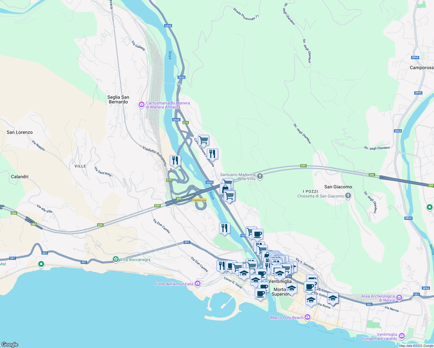 map of restaurants, bars, coffee shops, grocery stores, and more near 12 Corso Limone Piemonte in Provincia di Imperia