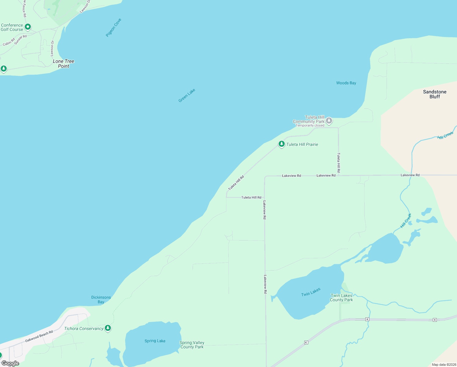 map of restaurants, bars, coffee shops, grocery stores, and more near W2164 Tuleta Hill Road in Markesan