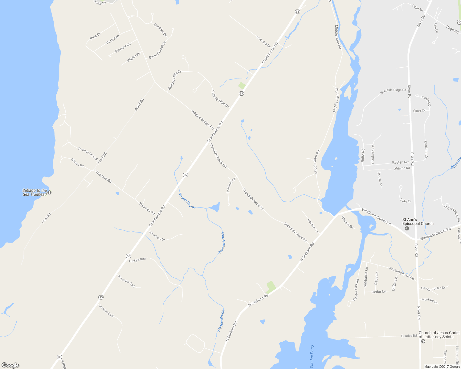 map of restaurants, bars, coffee shops, grocery stores, and more near 25 Deerfield Circle in Standish