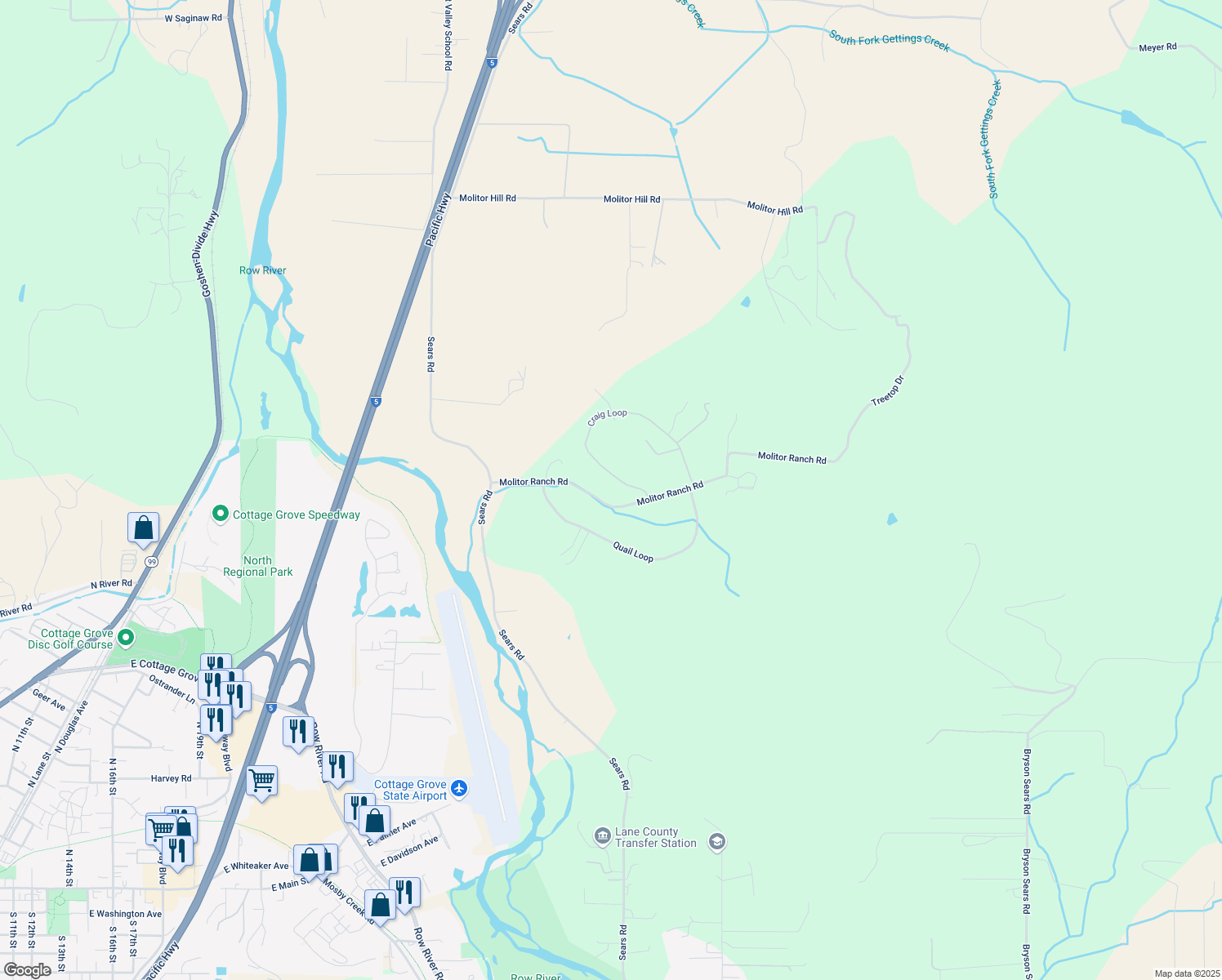 map of restaurants, bars, coffee shops, grocery stores, and more near 33225 Craig Loop in Cottage Grove