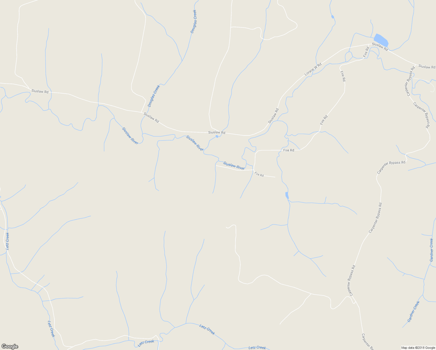 map of restaurants, bars, coffee shops, grocery stores, and more near 79522 Fire Road in Lorane