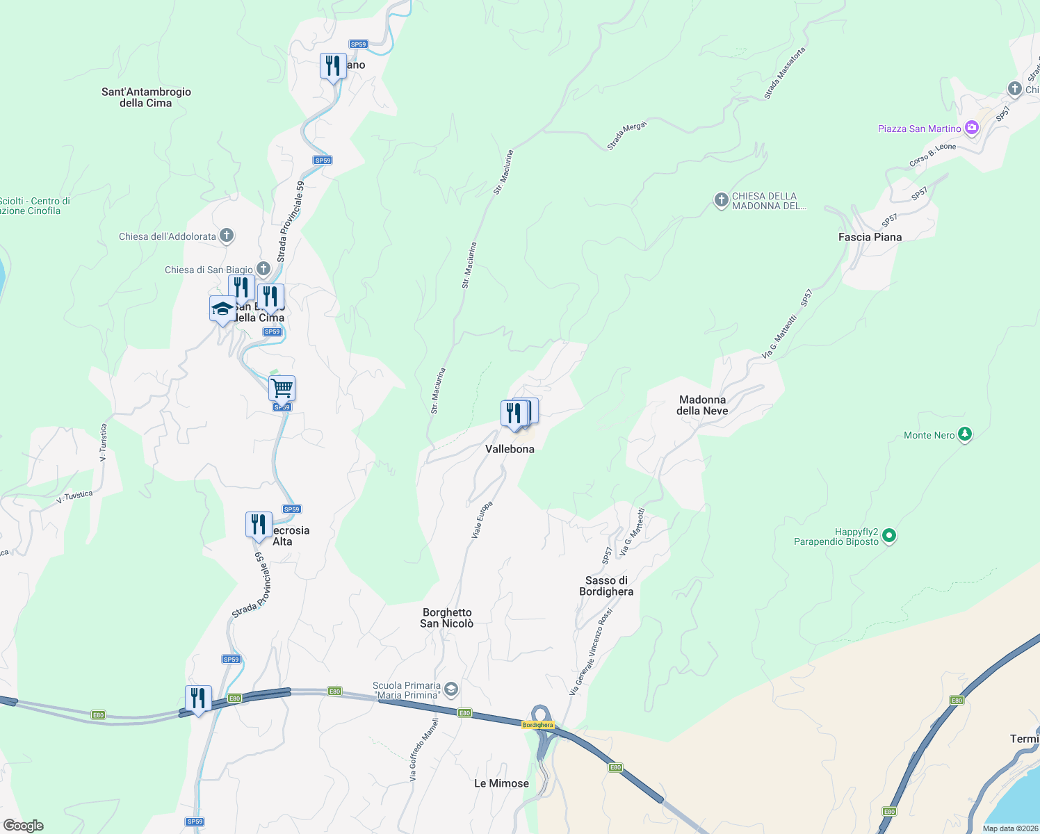 map of restaurants, bars, coffee shops, grocery stores, and more near 14 Via Cà Ruta in Vallebona