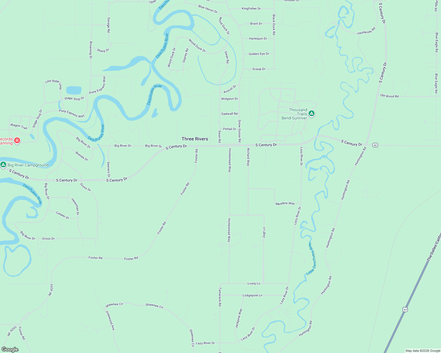 map of restaurants, bars, coffee shops, grocery stores, and more near 55515 Homestead Way in Bend