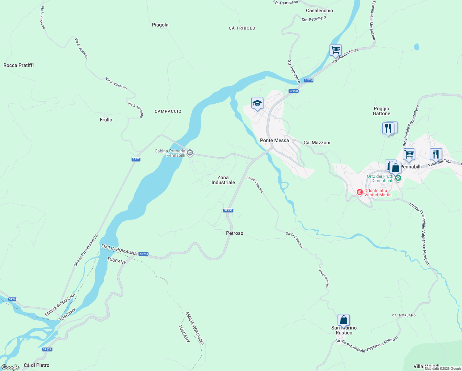 map of restaurants, bars, coffee shops, grocery stores, and more near 18a Via Gianbattista Morgagni in Ponte Messa
