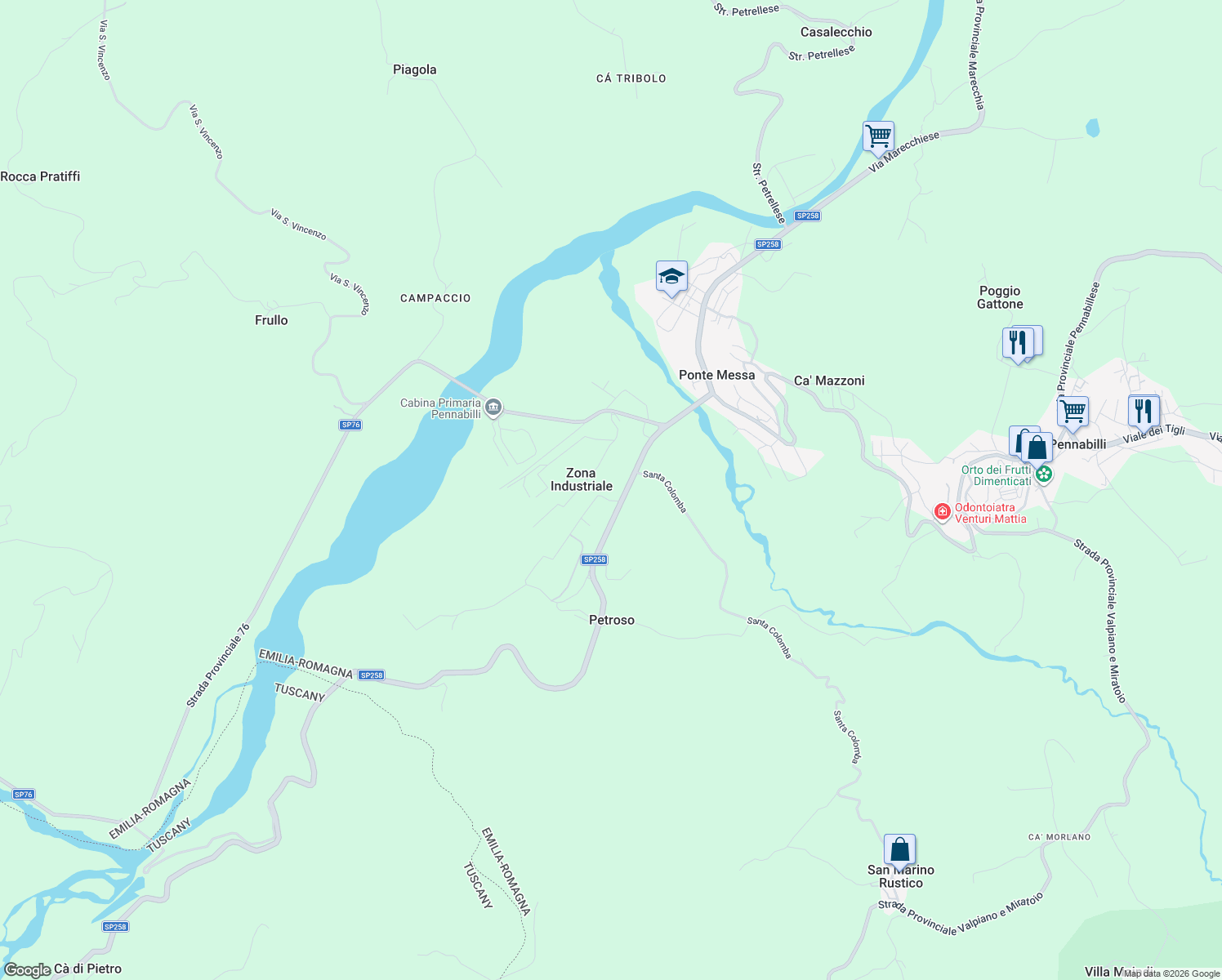 map of restaurants, bars, coffee shops, grocery stores, and more near 18a Via Gianbattista Morgagni in Ponte Messa