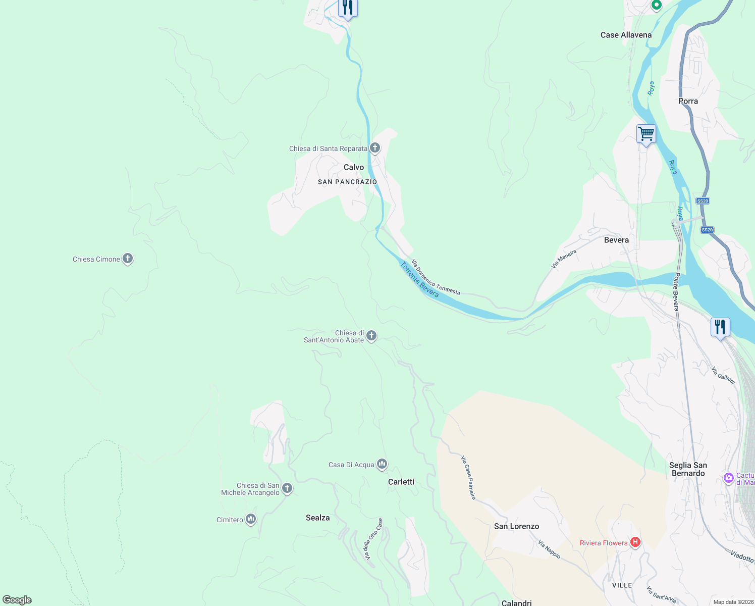 map of restaurants, bars, coffee shops, grocery stores, and more near in Province of Imperia