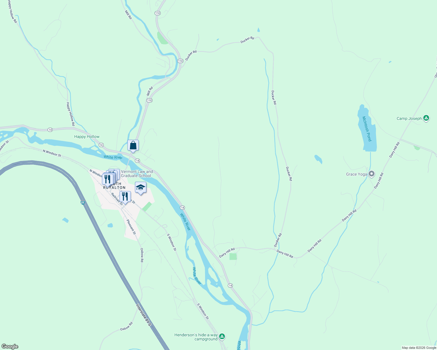map of restaurants, bars, coffee shops, grocery stores, and more near 597 Roberts Rd in Royalton