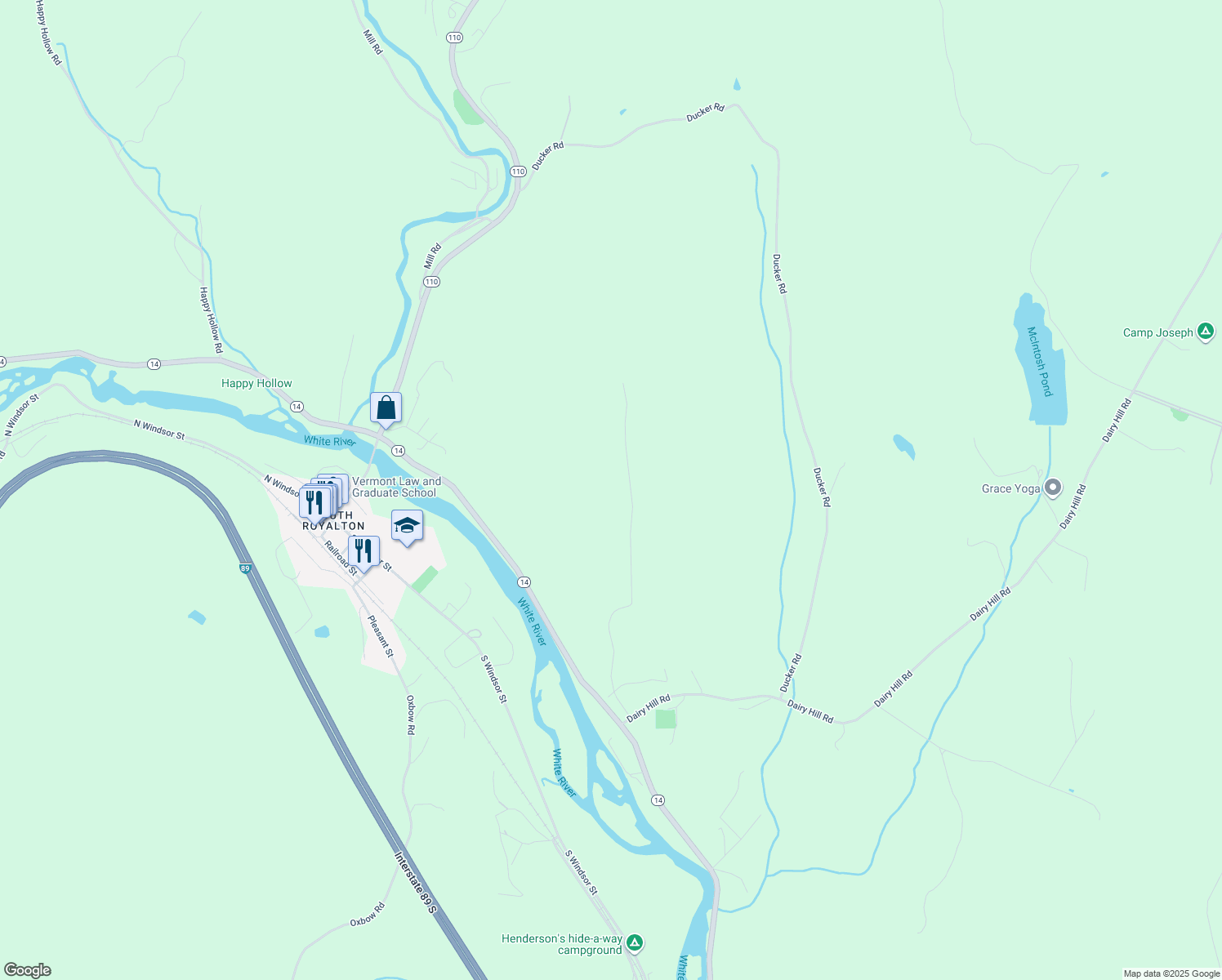 map of restaurants, bars, coffee shops, grocery stores, and more near 597 Roberts Road in Royalton