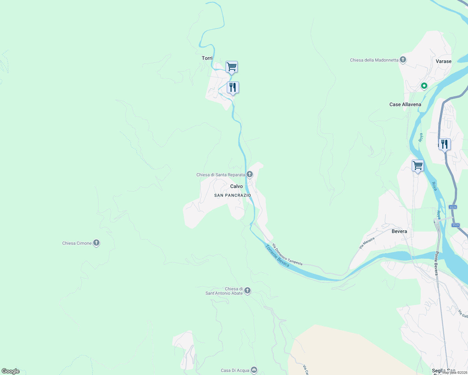 map of restaurants, bars, coffee shops, grocery stores, and more near 7 Via Peonia in Calvo