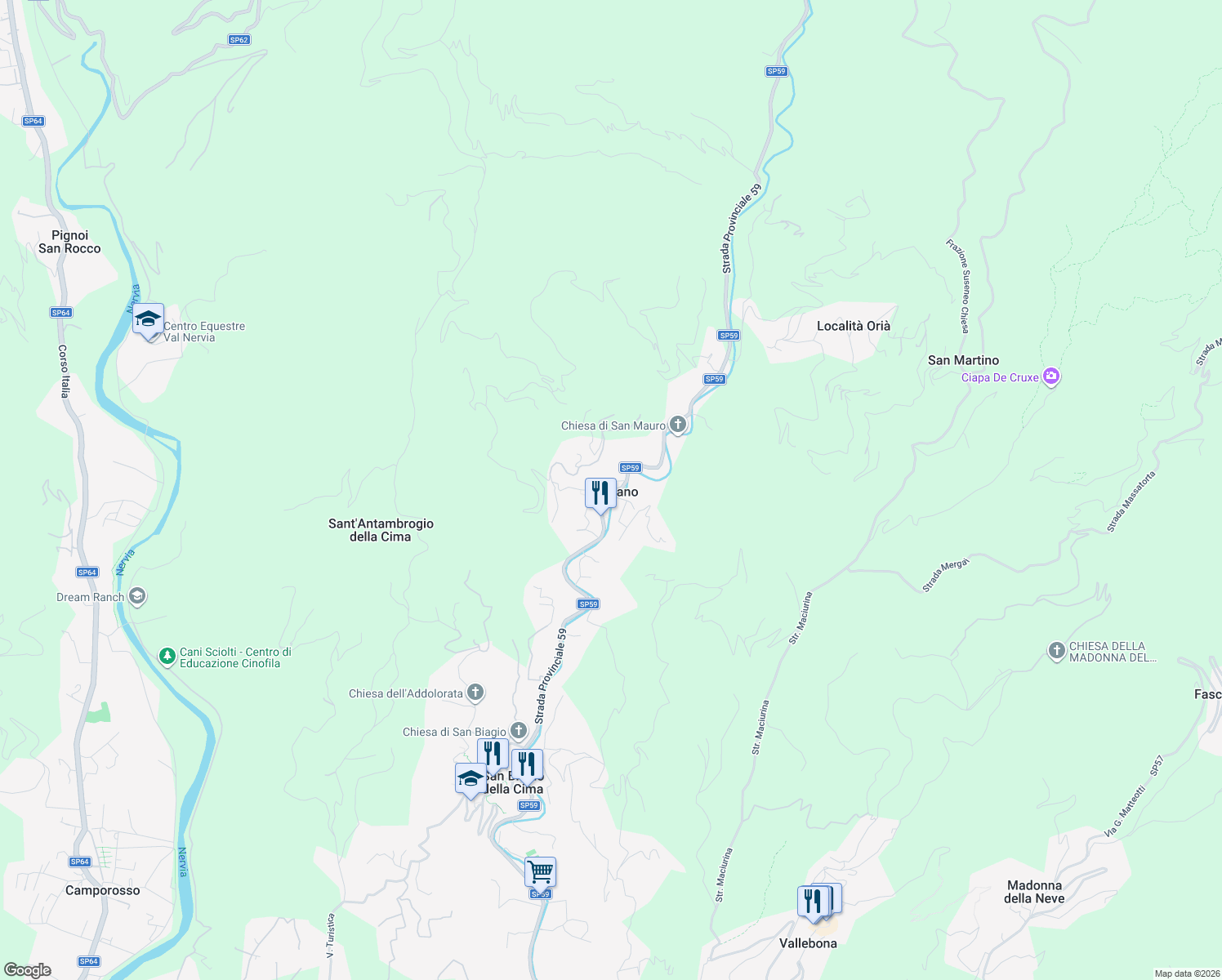 map of restaurants, bars, coffee shops, grocery stores, and more near 17 Via San Martino in Soldano