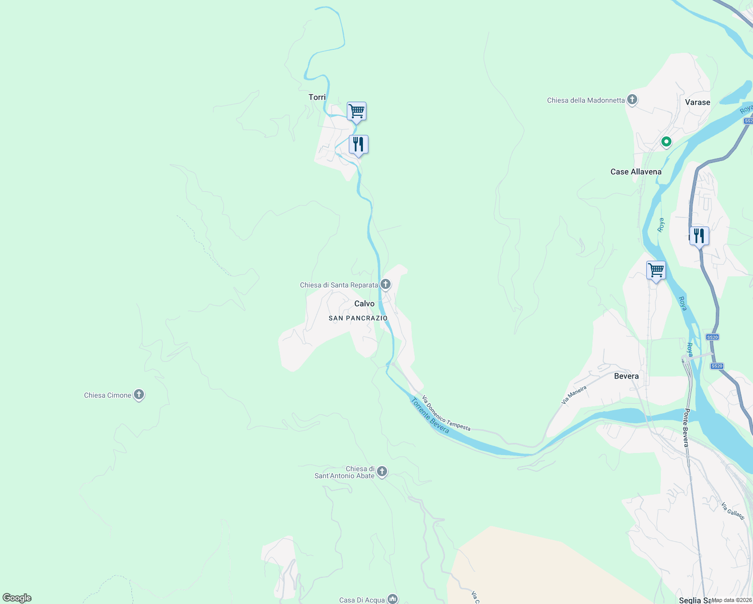 map of restaurants, bars, coffee shops, grocery stores, and more near 7 Via Peonia in Calvo