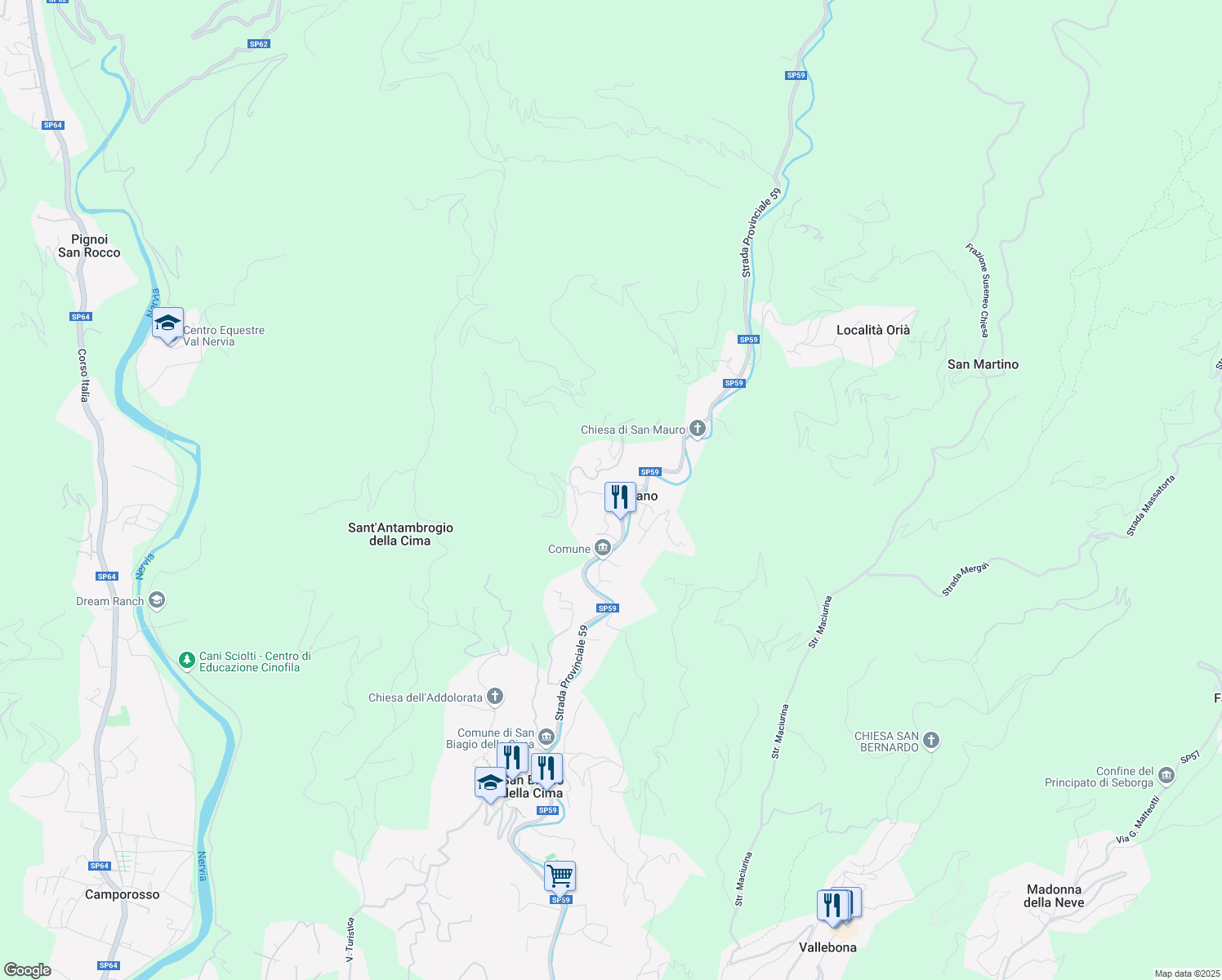 map of restaurants, bars, coffee shops, grocery stores, and more near 41 Strada Gumba in Soldano