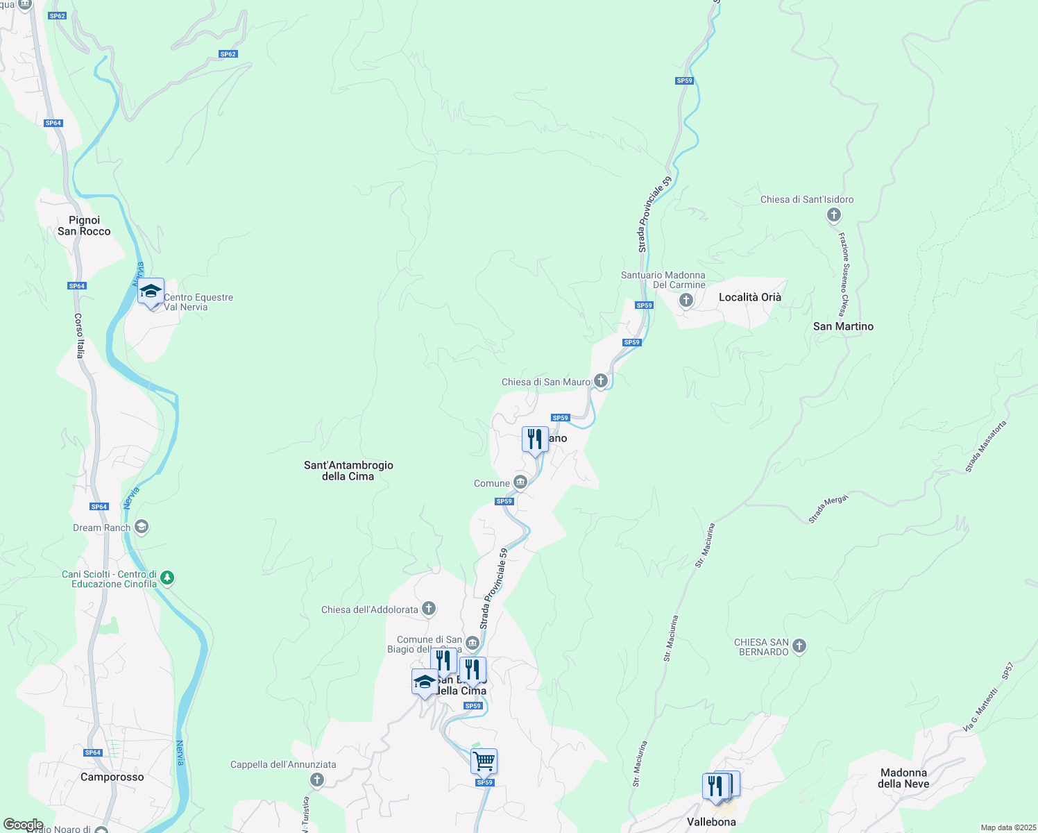 map of restaurants, bars, coffee shops, grocery stores, and more near 41 Strada Gumba in Soldano