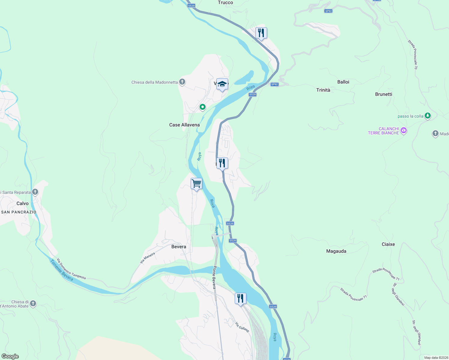 map of restaurants, bars, coffee shops, grocery stores, and more near 12B Via Edmondo de Amicis in Porra