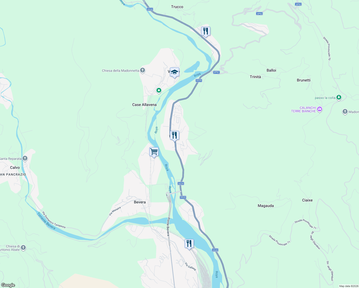 map of restaurants, bars, coffee shops, grocery stores, and more near 12B Via Edmondo de Amicis in Porra