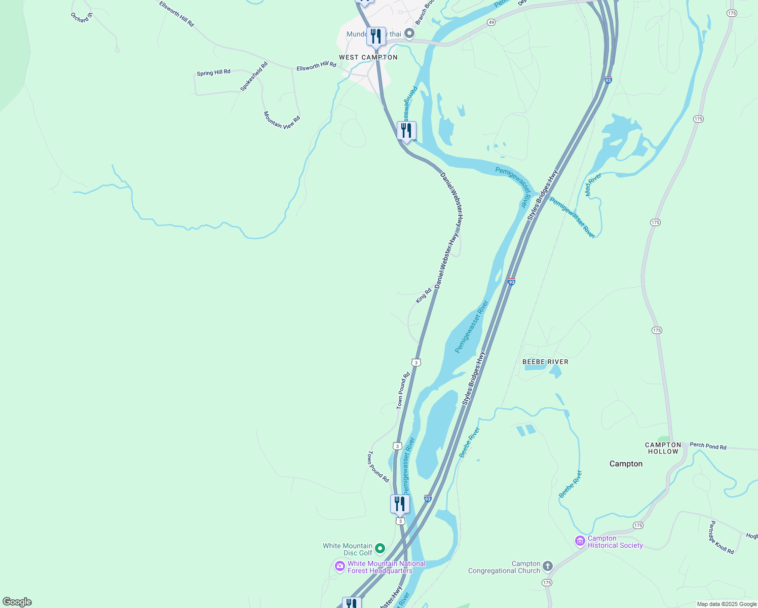 map of restaurants, bars, coffee shops, grocery stores, and more near 21 Quarry Road in Campton