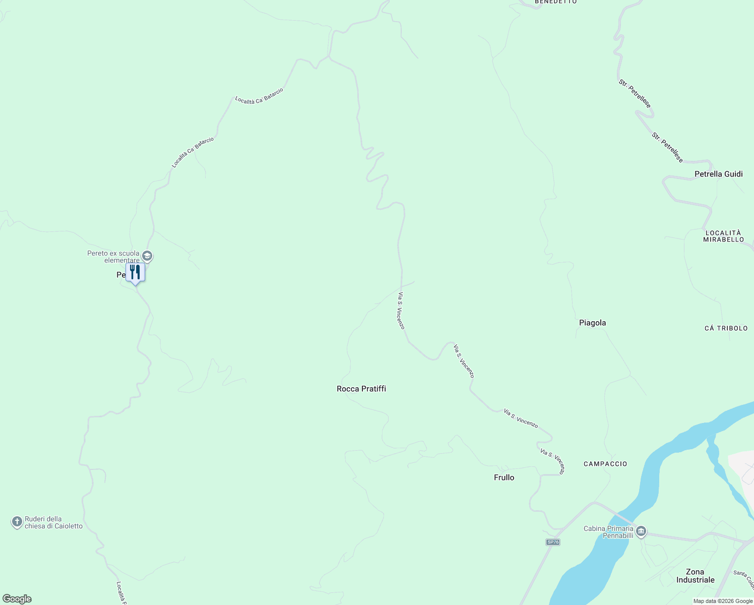 map of restaurants, bars, coffee shops, grocery stores, and more near 2 Via Frullo in Provincia di Rimini