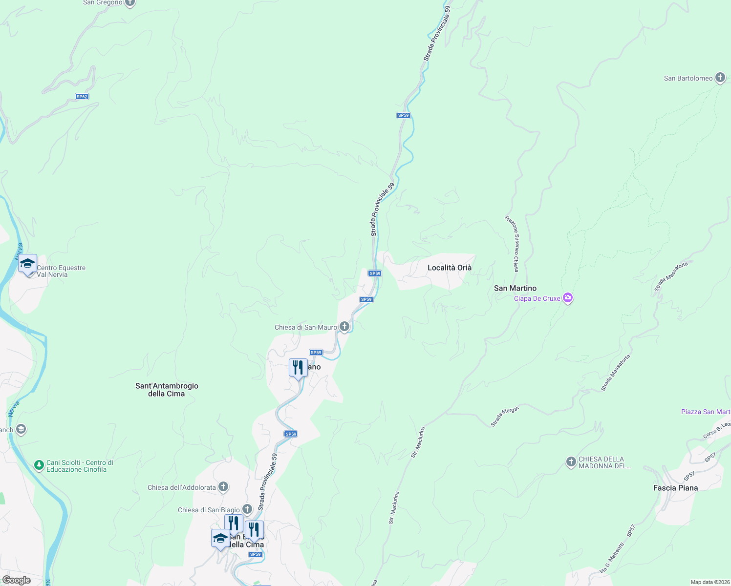 map of restaurants, bars, coffee shops, grocery stores, and more near 2 Strada Pini in Soldano