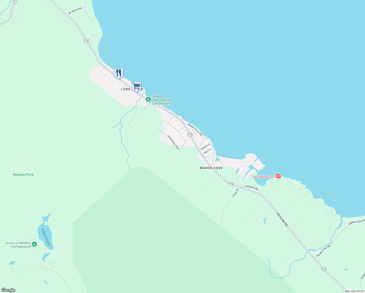 map of restaurants, bars, coffee shops, grocery stores, and more near 47 Perimeter Avenue in Standish