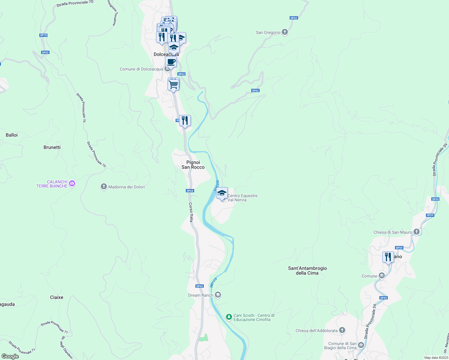 map of restaurants, bars, coffee shops, grocery stores, and more near 252 Corso Italia in Pignoi San Rocco