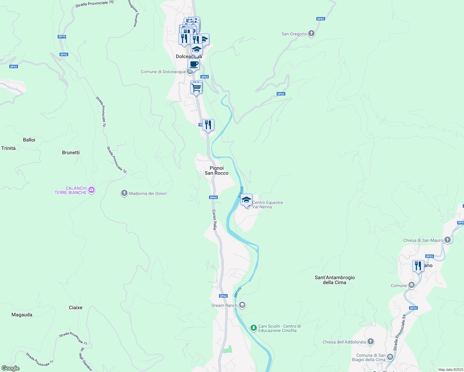 map of restaurants, bars, coffee shops, grocery stores, and more near 252 Corso Italia in Pignoi San Rocco