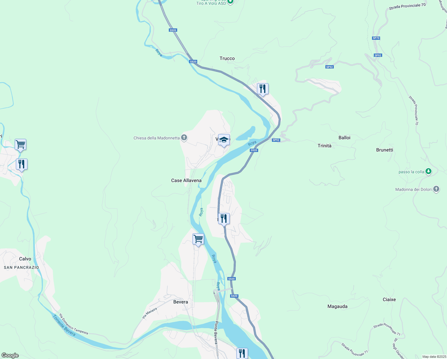 map of restaurants, bars, coffee shops, grocery stores, and more near 51 Via Edmondo de Amicis in Porra