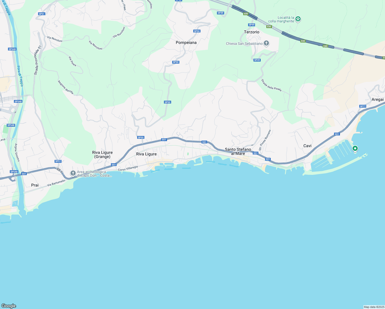 map of restaurants, bars, coffee shops, grocery stores, and more near in Provincia di Imperia