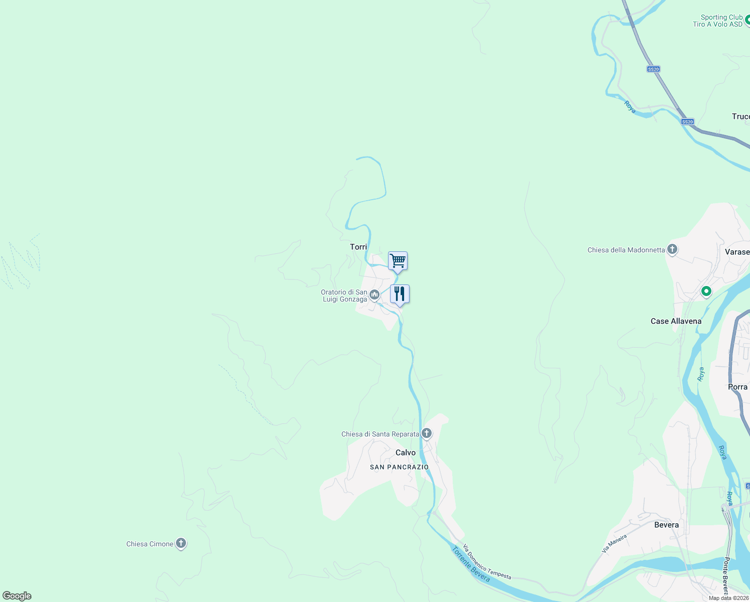 map of restaurants, bars, coffee shops, grocery stores, and more near 2 Piazza della Torre in Torri