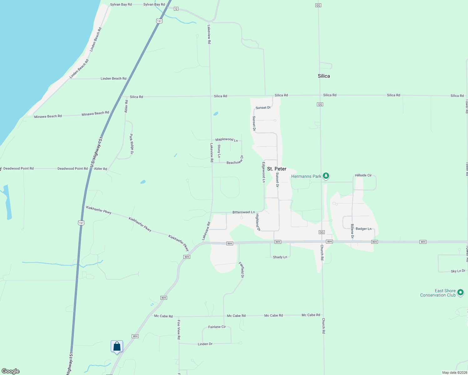 map of restaurants, bars, coffee shops, grocery stores, and more near W3906 Stoneridge Dr in Fond du Lac