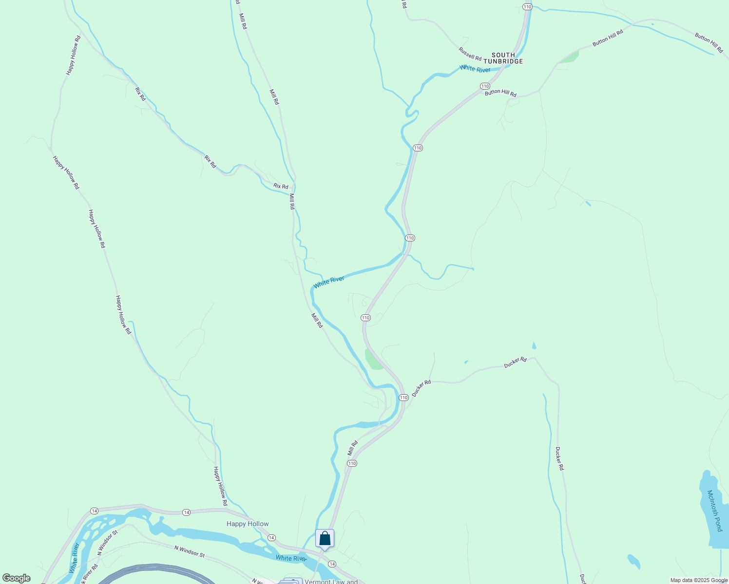 map of restaurants, bars, coffee shops, grocery stores, and more near 1313 Vermont 110 in Royalton