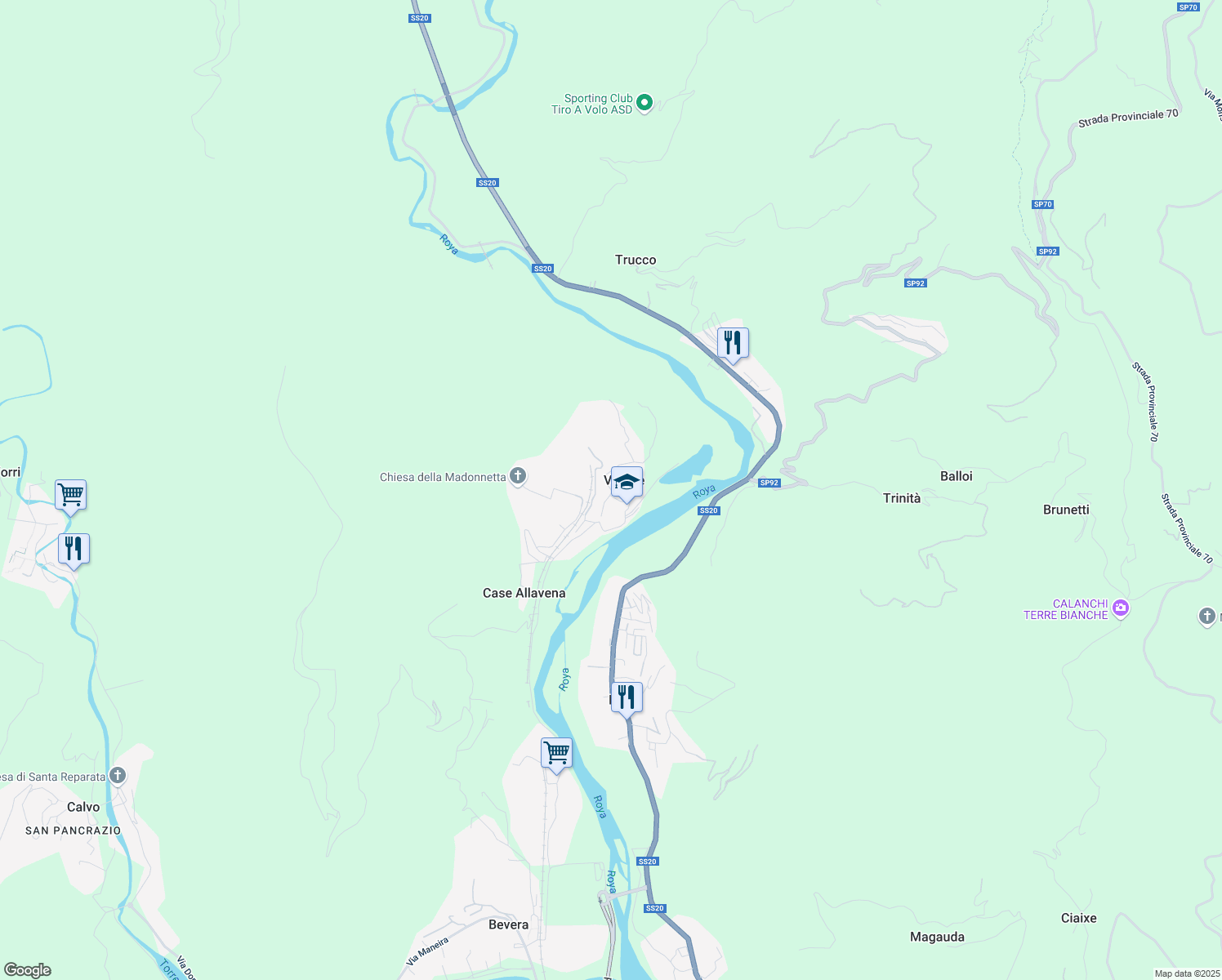 map of restaurants, bars, coffee shops, grocery stores, and more near 10 Frazione Varase in Varase