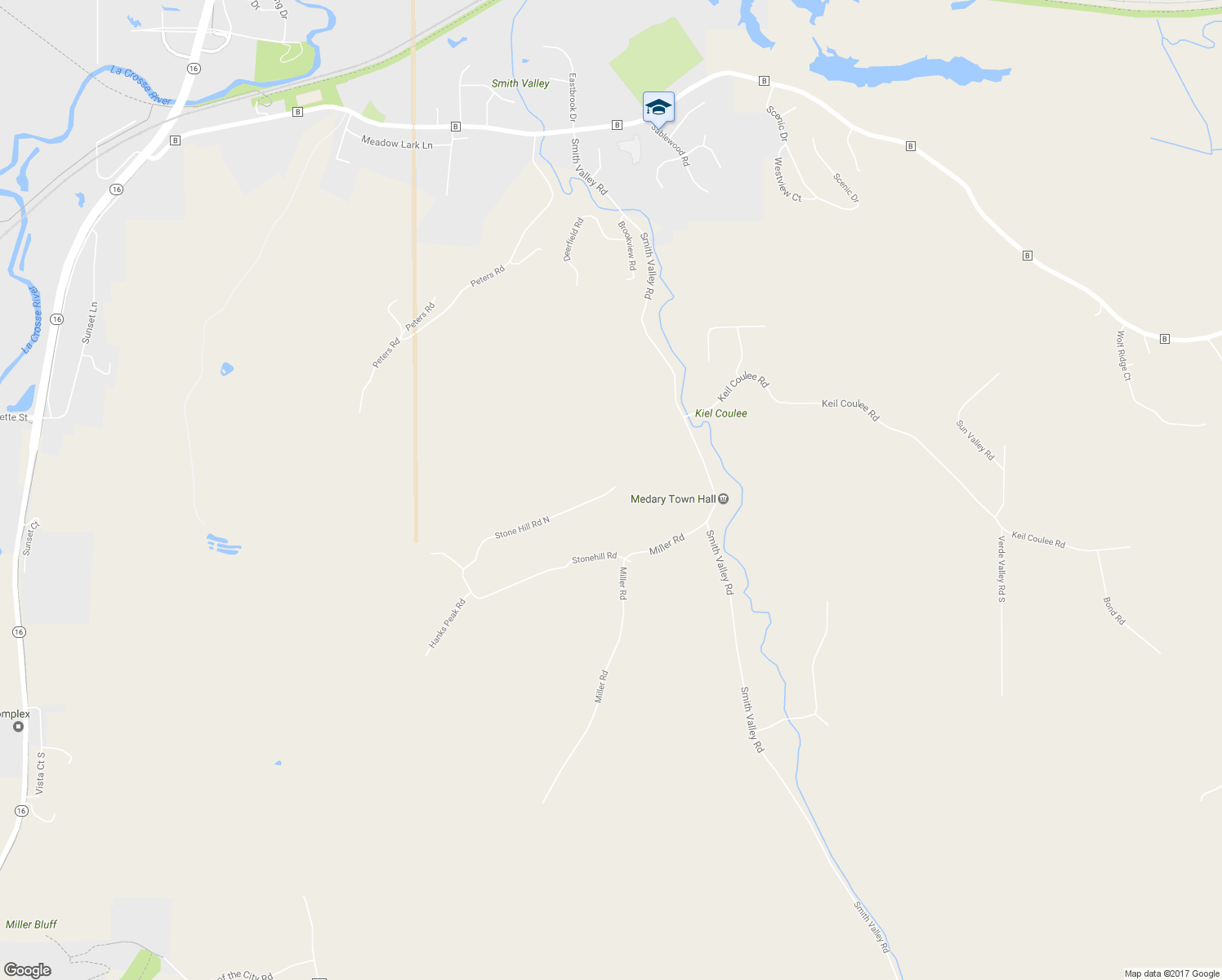 map of restaurants, bars, coffee shops, grocery stores, and more near 5570 Stone Hill Road North in La Crosse