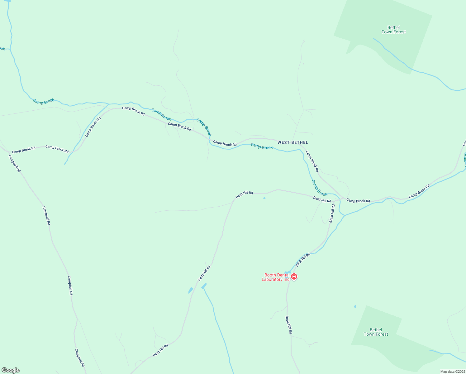map of restaurants, bars, coffee shops, grocery stores, and more near 772 Dartt Hill Road in Bethel