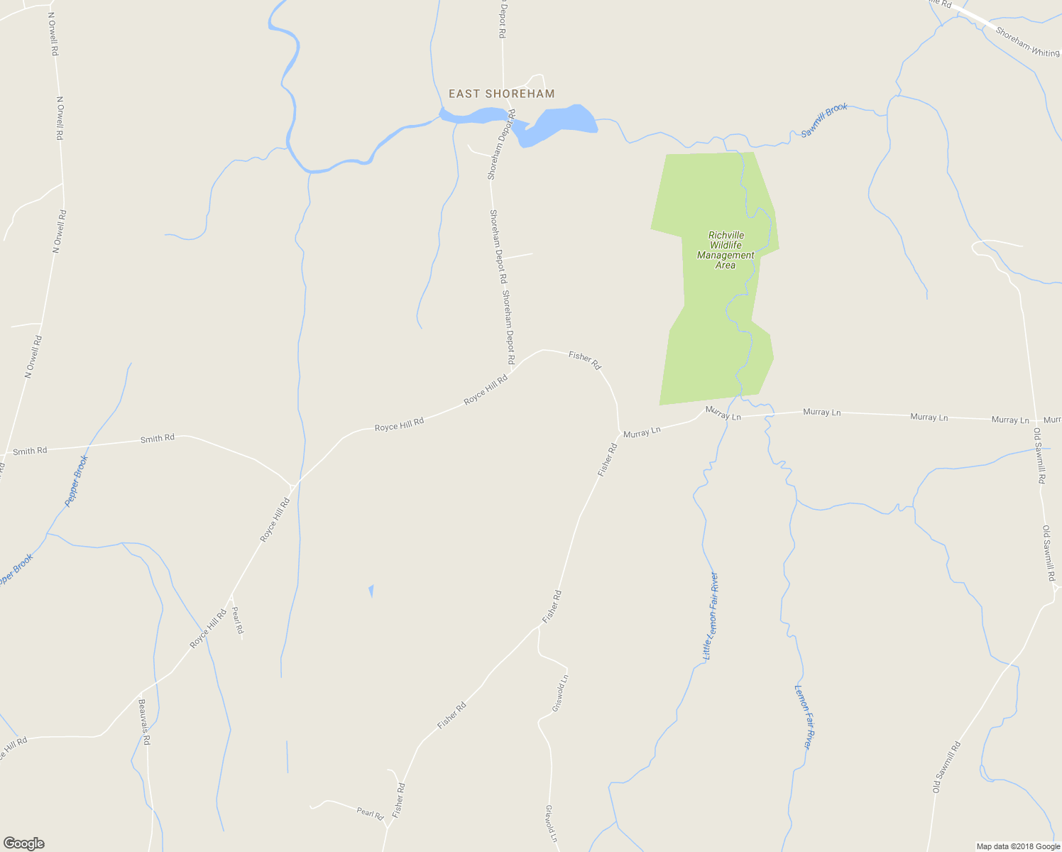 map of restaurants, bars, coffee shops, grocery stores, and more near 372 Fisher Road in Orwell