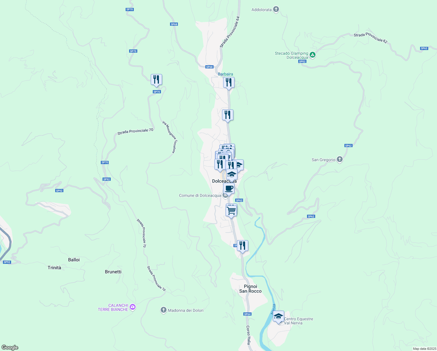 map of restaurants, bars, coffee shops, grocery stores, and more near in Province of Imperia