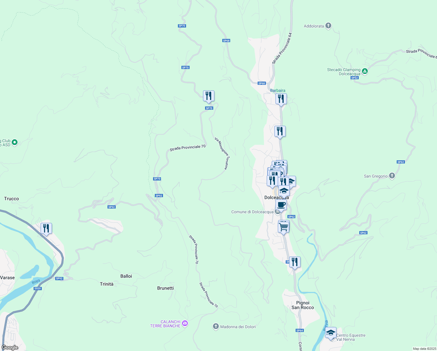 map of restaurants, bars, coffee shops, grocery stores, and more near in Province of Imperia