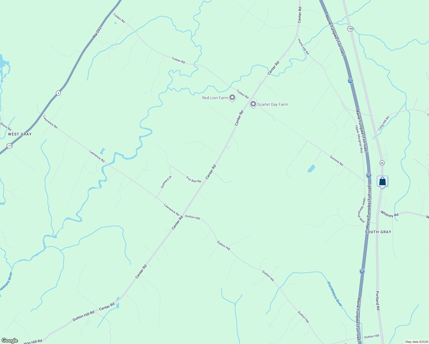 map of restaurants, bars, coffee shops, grocery stores, and more near 216 Center Road in Gray